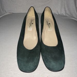 GRUPPO ITALIANO Green Suede Leather Block Heel Dress Shoes Size 9.5